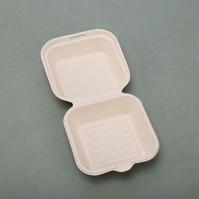 Virgin 21g Disposable Hamburger Clamshell Box Sugarcane Bagasse Takeaway Boxes