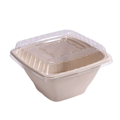 16 24 32oz Biodegradable Sugarcane Bagasse Bowl Fruit Salad Containers Box With Cover