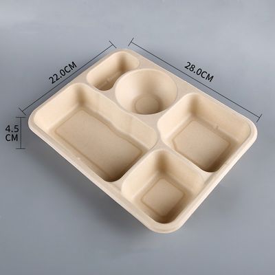 Disposable Rectangular Biodegradable Sugarcane Bagasse Trays Take Away Trays With Lids