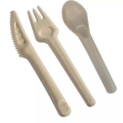 Biodegradable Bagasse Eco Friendly Disposable Cutlery 141.7mm Compostable Forks And Spoons