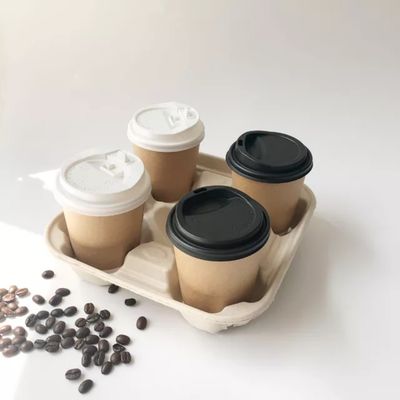 Plastic Free Biodegradable Bagasse Tableware 2/ 4 Cup 28g Take Out Paper Cup Carrier