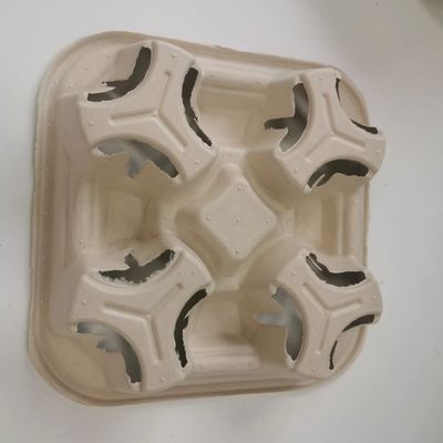 Plastic Free Biodegradable Bagasse Tableware 2/ 4 Cup 28g Take Out Paper Cup Carrier