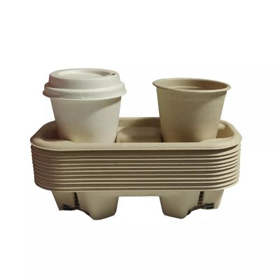 Plastic Free Biodegradable Bagasse Tableware 2/ 4 Cup 28g Take Out Paper Cup Carrier