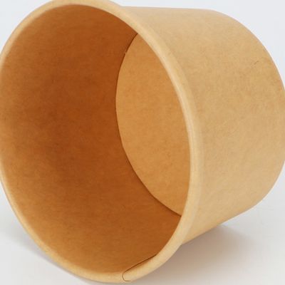 PLA Coating Disposable Biodegradable Take Out Containers Kraft Paper Soup Bowl 16oz 24oz