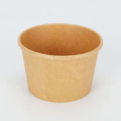 PLA Coating Disposable Biodegradable Take Out Containers Kraft Paper Soup Bowl 16oz 24oz