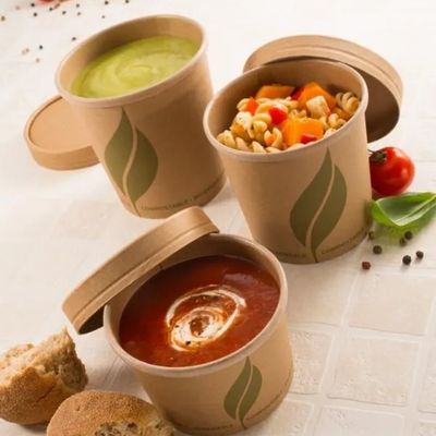 PE Coated 8oz 12oz Disposable Paper Cup Soup Serving Paper Party Bowls For Hot Cold Food
