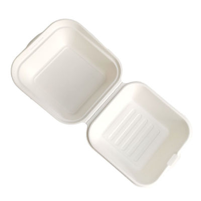 Virgin 21g Disposable Hamburger Clamshell Box Sugarcane Bagasse Takeaway Boxes