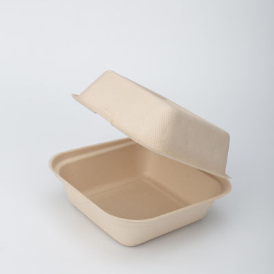 Virgin 21g Disposable Hamburger Clamshell Box Sugarcane Bagasse Takeaway Boxes