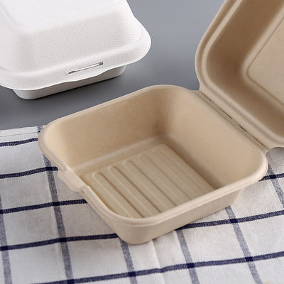 Virgin 21g Disposable Hamburger Clamshell Box Sugarcane Bagasse Takeaway Boxes