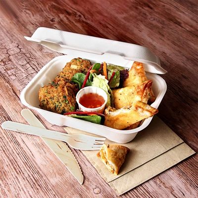 600ml 1000ml Dinnerware Compostable Party Tableware Bagasse Pulp Lunch Bento Box