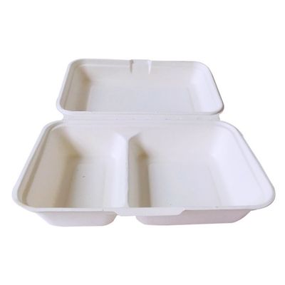 600ml 1000ml Dinnerware Compostable Party Tableware Bagasse Pulp Lunch Bento Box