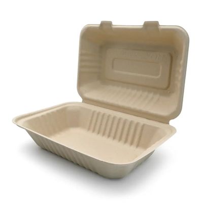 600ml 1000ml Dinnerware Compostable Party Tableware Bagasse Pulp Lunch Bento Box