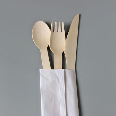 140mm Disposable Wooden Dinner Party Cutlery Set Biodegradable Forks Knives And Spoons