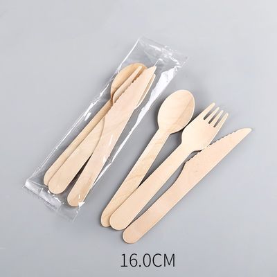 140mm Disposable Wooden Dinner Party Cutlery Set Biodegradable Forks Knives And Spoons