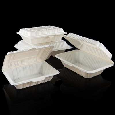 Restaurant 9in Corn Starch Disposable Cutlery 3 Compartment Clamshell Food Packaging