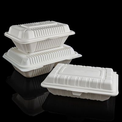 Restaurant 9in Corn Starch Disposable Cutlery 3 Compartment Clamshell Food Packaging