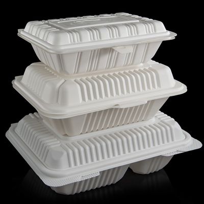Restaurant 9in Corn Starch Disposable Cutlery 3 Compartment Clamshell Food Packaging