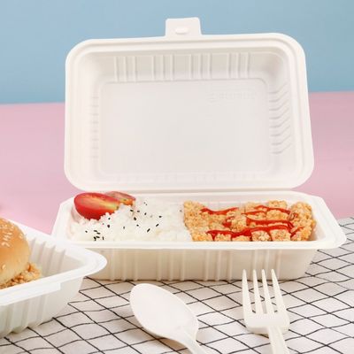 Restaurant 9in Corn Starch Disposable Cutlery 3 Compartment Clamshell Food Packaging