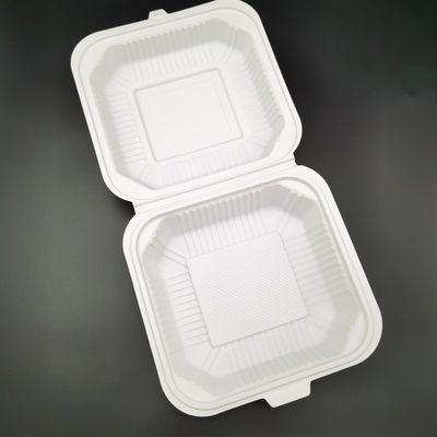 Restaurant 9in Corn Starch Disposable Cutlery 3 Compartment Clamshell Food Packaging