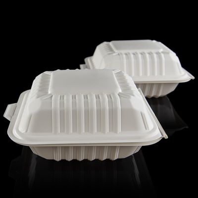 Restaurant 9in Corn Starch Disposable Cutlery 3 Compartment Clamshell Food Packaging