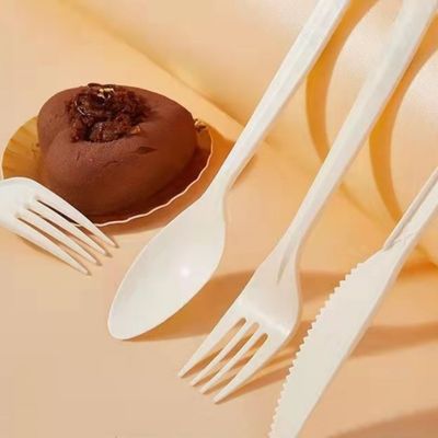 6In Eco Cornstarch Tableware 150mm Biodegradable Spoons And Forks Knife Catering Flatware