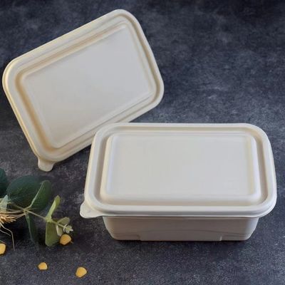 500 600ML Disposable Compostable Cornstarch Meal Lunch Box Fast Food Packaging Box