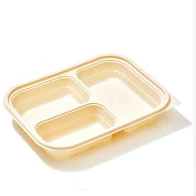 10 Inch 3 Compartments Cornstarch Tableware Bento Biodegradable Cornstarch Food Containers