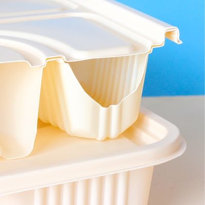 10 Inch 3 Compartments Cornstarch Tableware Bento Biodegradable Cornstarch Food Containers
