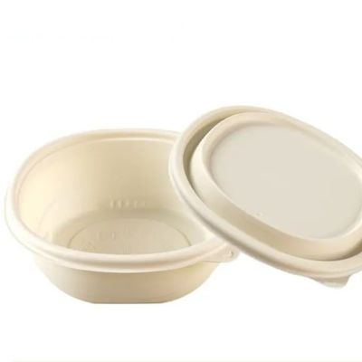 800ml 1050ml Biodegradable Take Out Containers Cornstarch Fruit Bowl With Lid