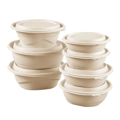 800ml 1050ml Biodegradable Take Out Containers Cornstarch Fruit Bowl With Lid