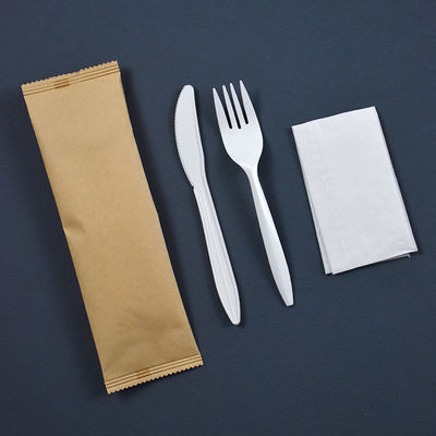 6inch Biodegradable Cornstarch Tableware Individually Wrapped Disposable Cutlery Set