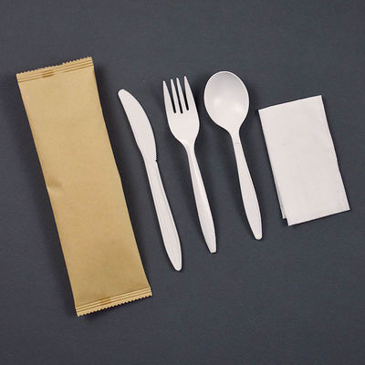 6inch Biodegradable Cornstarch Tableware Individually Wrapped Disposable Cutlery Set