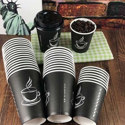 2.5oz Custom Printed Black Disposable Coffee Cups 8oz Coffee Single Wall Cups