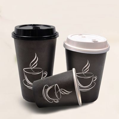 2.5oz Custom Printed Black Disposable Coffee Cups 8oz Coffee Single Wall Cups