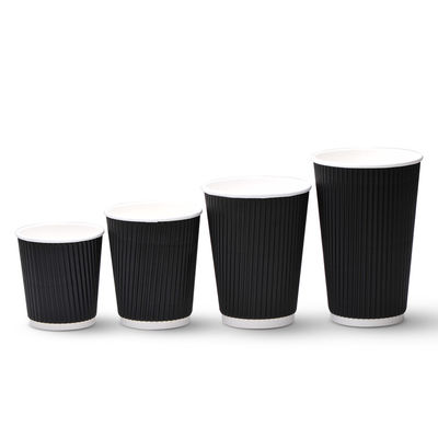 400ml PLA  Sturdy Durable Corrugated Paper 12oz Ripple Cups With Lids