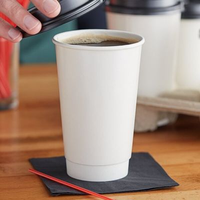 16oz 500cc Disposable Single Use White Paper Coffee Cup Double Layer Paper Cup