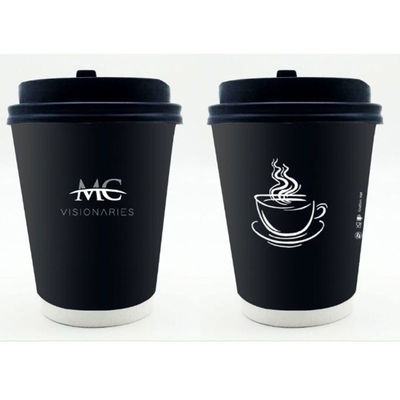 EN13432 Disposable Paper Cups 400Ml 12Oz Custom Takeaway Coffee Cups With Lid