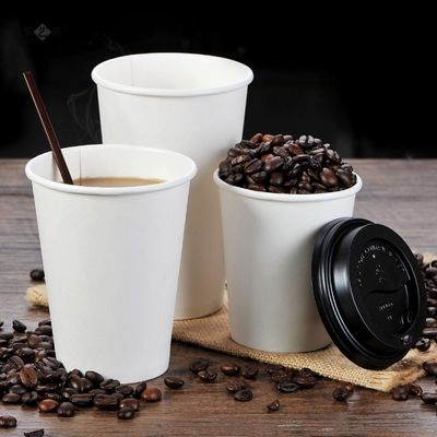 12OZ 300gsm Soda Cold Drink Disposable Paper Cups Juice White Paper Cups With Lids
