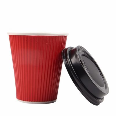 280gsm Bubble Boba Disposable Ripple Wall Paper Cold Drink Cups With Lids