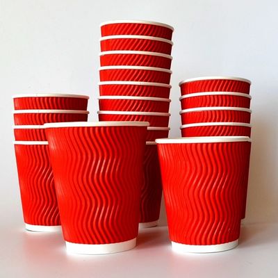 280gsm Bubble Boba Disposable Ripple Wall Paper Cold Drink Cups With Lids