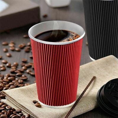 280gsm Bubble Boba Disposable Ripple Wall Paper Cold Drink Cups With Lids