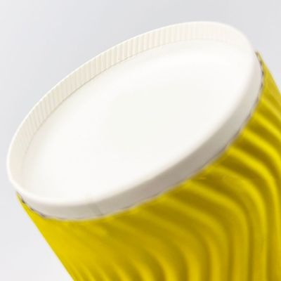 4oz 120ml 8oz 250ml Disposable Paper Cups Yellow Coffee Cups With Lid Ripple Wall