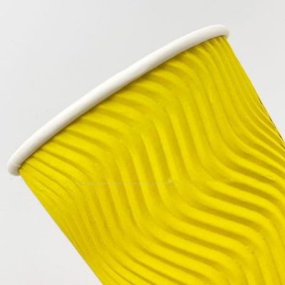 4oz 120ml 8oz 250ml Disposable Paper Cups Yellow Coffee Cups With Lid Ripple Wall