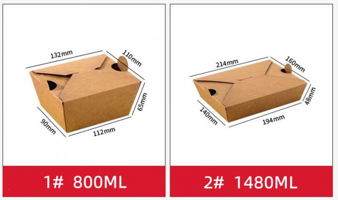 Biodegradable Food Packaging Boxes Takeway Bento Lunch Box Kraft Paper