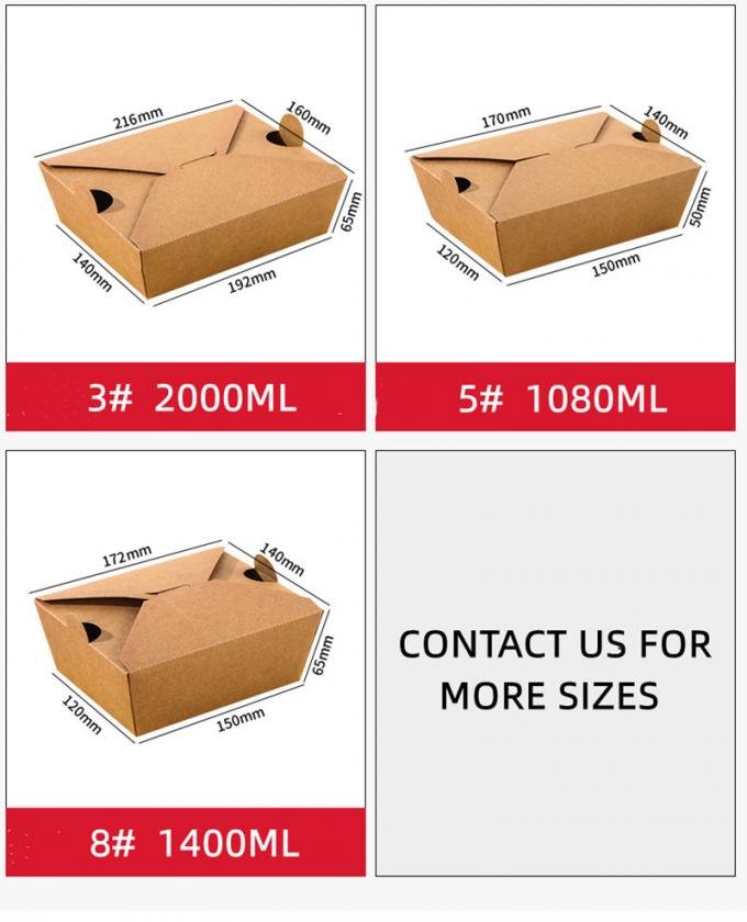 Biodegradable Food Packaging Boxes Takeway Bento Lunch Box Kraft Paper