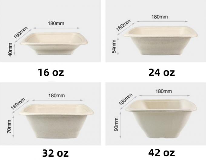 16 24 32oz Biodegradable Sugarcane Bagasse Bowl Fruit Salad Containers ...